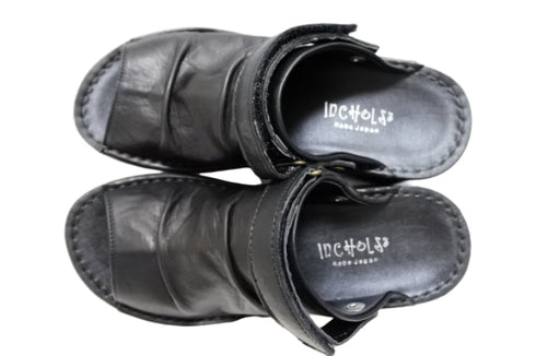 【インコルジェ4039 ブラック】オープントゥくしゅくしゅ2WAYサボ風サンダル