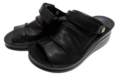 【インコルジェ4039 ブラック】オープントゥくしゅくしゅ2WAYサボ風サンダル