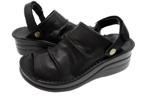 【インコルジェ4039 ブラック】オープントゥくしゅくしゅ2WAYサボ風サンダル