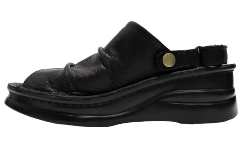 【インコルジェ4039 ブラック】オープントゥくしゅくしゅ2WAYサボ風サンダル