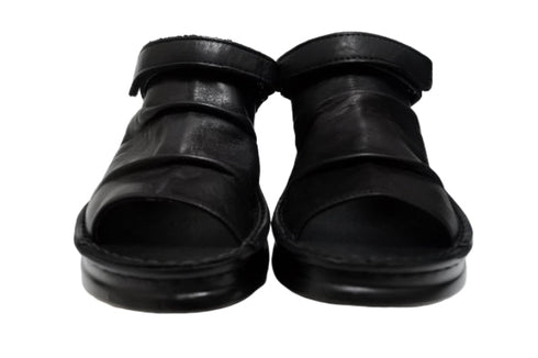 【インコルジェ4039 ブラック】オープントゥくしゅくしゅ2WAYサボ風サンダル