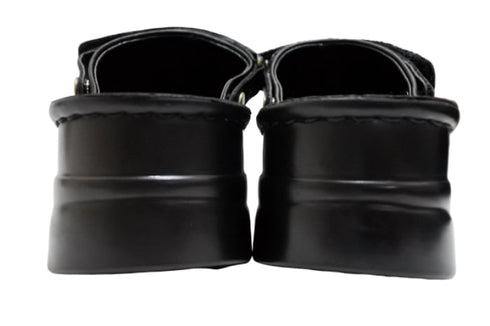 【インコルジェ4039 ブラック】オープントゥくしゅくしゅ2WAYサボ風サンダル