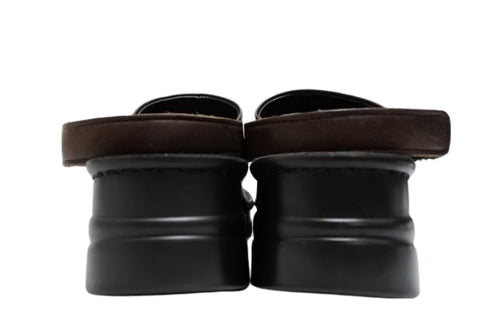 【インコルジェ4039 ダークブラウン】オープントゥくしゅくしゅ2WAYサボ風サンダル