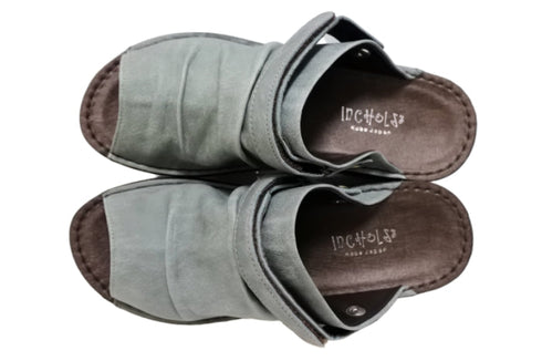 【インコルジェ4039 ライトブルー】オープントゥくしゅくしゅ2WAYサボ風サンダル