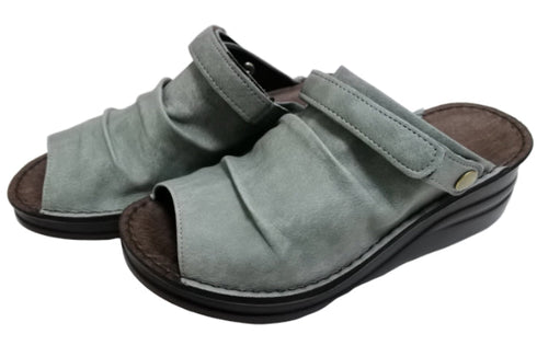 【インコルジェ4039 ライトブルー】オープントゥくしゅくしゅ2WAYサボ風サンダル