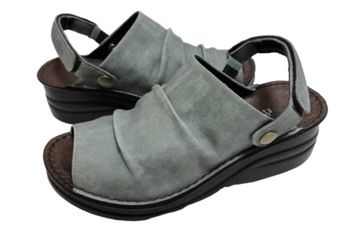 【インコルジェ4039 ライトブルー】オープントゥくしゅくしゅ2WAYサボ風サンダル