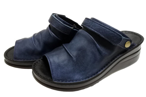 【インコルジェ4039 ネイビー】オープントゥくしゅくしゅ2WAYサボ風サンダル