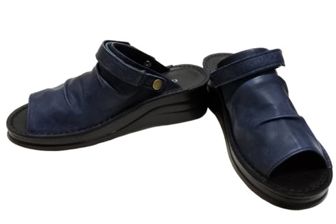 【インコルジェ4039 ネイビー】オープントゥくしゅくしゅ2WAYサボ風サンダル