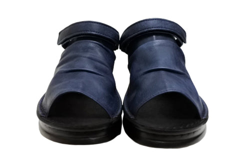 【インコルジェ4039 ネイビー】オープントゥくしゅくしゅ2WAYサボ風サンダル