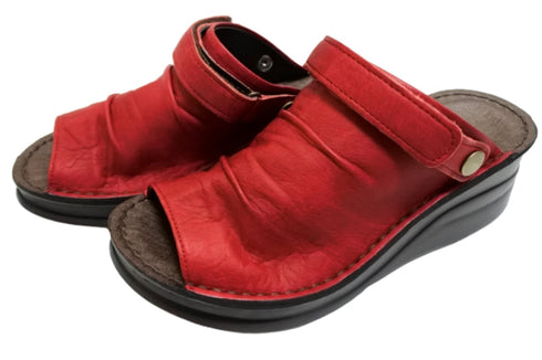 【インコルジェ4039 レッド】オープントゥくしゅくしゅ2WAYサボ風サンダル