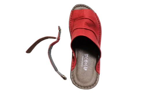 【インコルジェ4039 レッド】オープントゥくしゅくしゅ2WAYサボ風サンダル