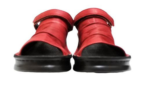 【インコルジェ4039 レッド】オープントゥくしゅくしゅ2WAYサボ風サンダル