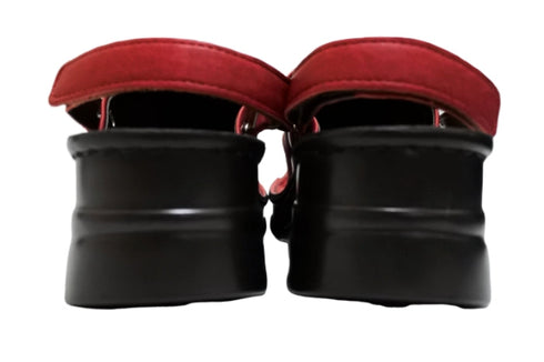 【インコルジェ4039 レッド】オープントゥくしゅくしゅ2WAYサボ風サンダル