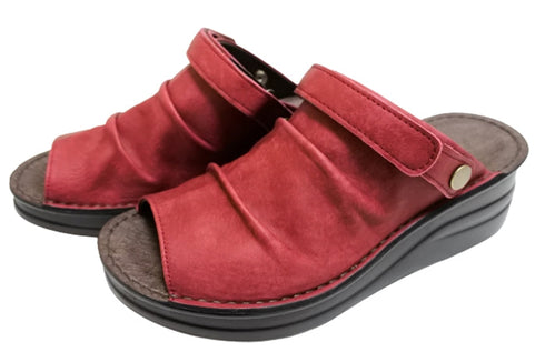 【インコルジェ4039 ワイン】オープントゥくしゅくしゅ2WAYサボ風サンダル