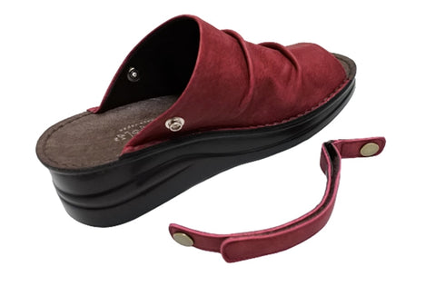 【インコルジェ4039 ワイン】オープントゥくしゅくしゅ2WAYサボ風サンダル