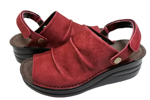 【インコルジェ4039 ワイン】オープントゥくしゅくしゅ2WAYサボ風サンダル