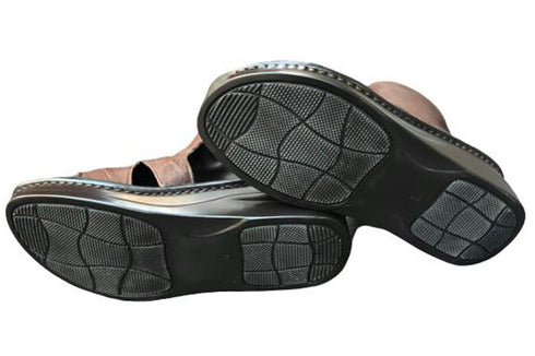 【インコルジェ 4050 ダークブラウン】本革クロスベルトくしゅふわショートブーツサンダル