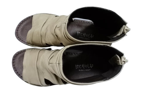 【インコルジェ 4050 グレージュ】本革クロスベルトくしゅふわショートブーツサンダル