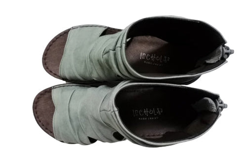 【インコルジェ 4050 ライトブルー】本革クロスベルトくしゅふわショートブーツサンダル