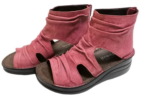 【インコルジェ 4050 ローズ】本革クロスベルトくしゅふわショートブーツサンダル