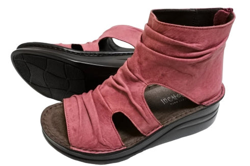 【インコルジェ 4050 ローズ】本革クロスベルトくしゅふわショートブーツサンダル