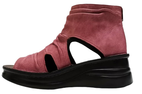 【インコルジェ 4050 ローズ】本革クロスベルトくしゅふわショートブーツサンダル