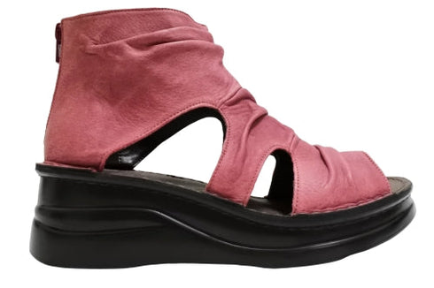 【インコルジェ 4050 ローズ】本革クロスベルトくしゅふわショートブーツサンダル