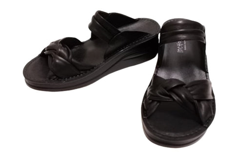 【インコルジェ4132 ブラック】ターバンリボンミュール