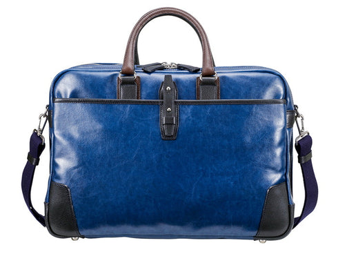【豊岡鞄 木和田正昭商店 500764 ブルー】帆布と本革の2ルームブリーフケース
