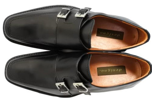 【KANEKA designo5012 ブラック】幅広4E ダブルモンクストラップシューズ