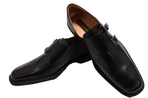 【KANEKA designo5012 ブラック】幅広4E ダブルモンクストラップシューズ