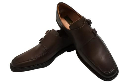 【KANEKA designo5012 ダークブラウン】幅広4E ダブルモンクストラップシューズ