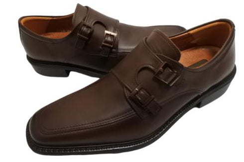 【KANEKA designo5012 ダークブラウン】幅広4E ダブルモンクストラップシューズ