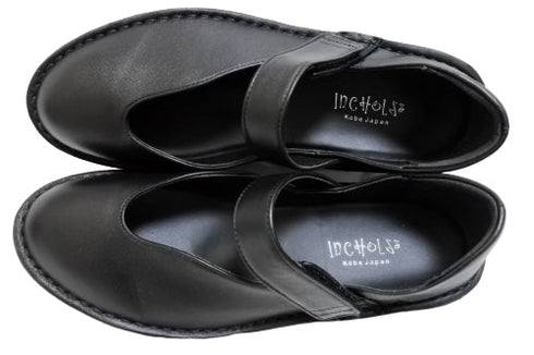 【インコルジェ5029 ブラック】シンプルきれいめライン センターUカットストラップシューズ
