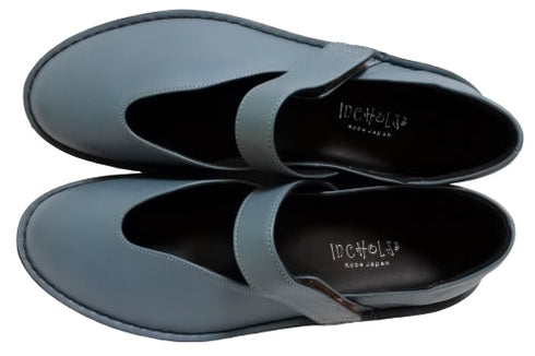 【インコルジェ5029 ブルーグレー】シンプルきれいめライン センターUカットストラップシューズ