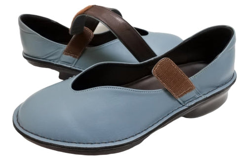 【インコルジェ5029 ブルーグレー】シンプルきれいめライン センターUカットストラップシューズ