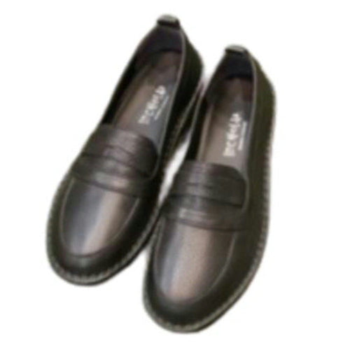 【インコルジェ 5039 ブラック】シュリンクレザーローファー