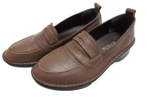 【インコルジェ 5039 ブラウン】シュリンクレザーローファー