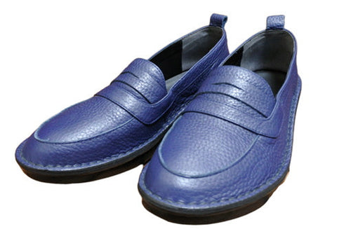 【インコルジェ 5039 ネイビー】シュリンクレザーローファー