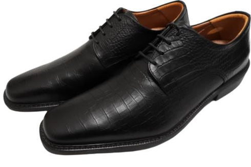 【KANEKA designo5103 ブラック】幅広4E 型押しレザービジネスシューズ