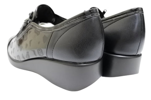 【ナチュラルバック 5283 ブラックエナメル】サイドジップ靴紐シューズ