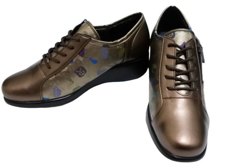 【ナチュラルバック 5283 ブロンズ】サイドジップ靴紐シューズ