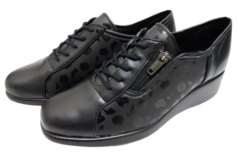 【ナチュラルバック 5283 マットブラック】サイドジップ靴紐シューズ