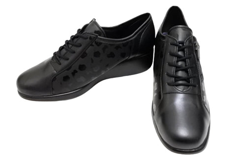 【ナチュラルバック 5283 マットブラック】サイドジップ靴紐シューズ