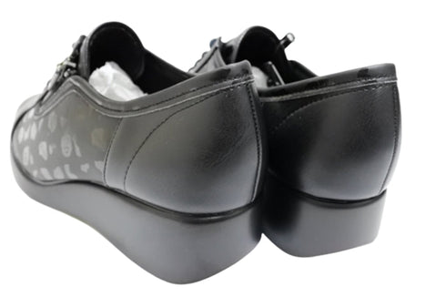 【ナチュラルバック 5283 マットブラック】サイドジップ靴紐シューズ