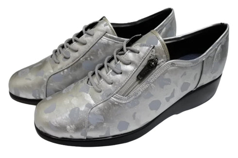 【ナチュラルバック 5283 シルバー】サイドジップ靴紐シューズ