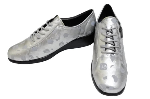 【ナチュラルバック 5283 シルバー】サイドジップ靴紐シューズ