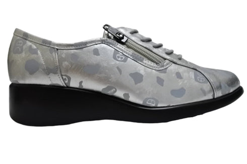 【ナチュラルバック 5283 シルバー】サイドジップ靴紐シューズ