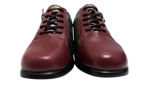 【ナチュラルバック 5283 ワインコンビ】サイドジップ靴紐シューズ