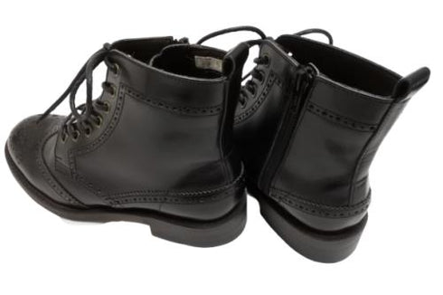 【TODAY'S 5525 ブラック】本革メダリオン靴紐ショートブーツ